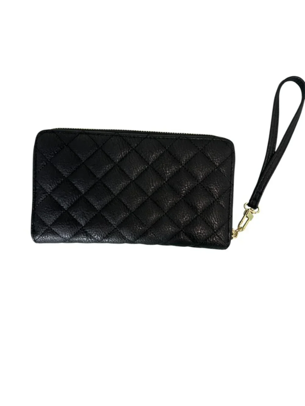 Steve Madden Black Quilted Zip-Around Wallet/Wristlet